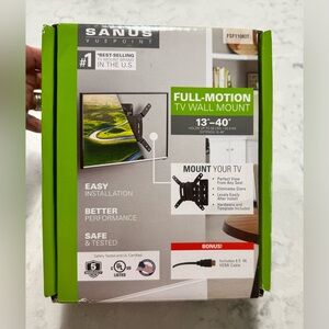 New Sanus Viewpoint Full-Motion TV Mount for 13"- 40” Up To 50lbs With 6.5’ HDMI